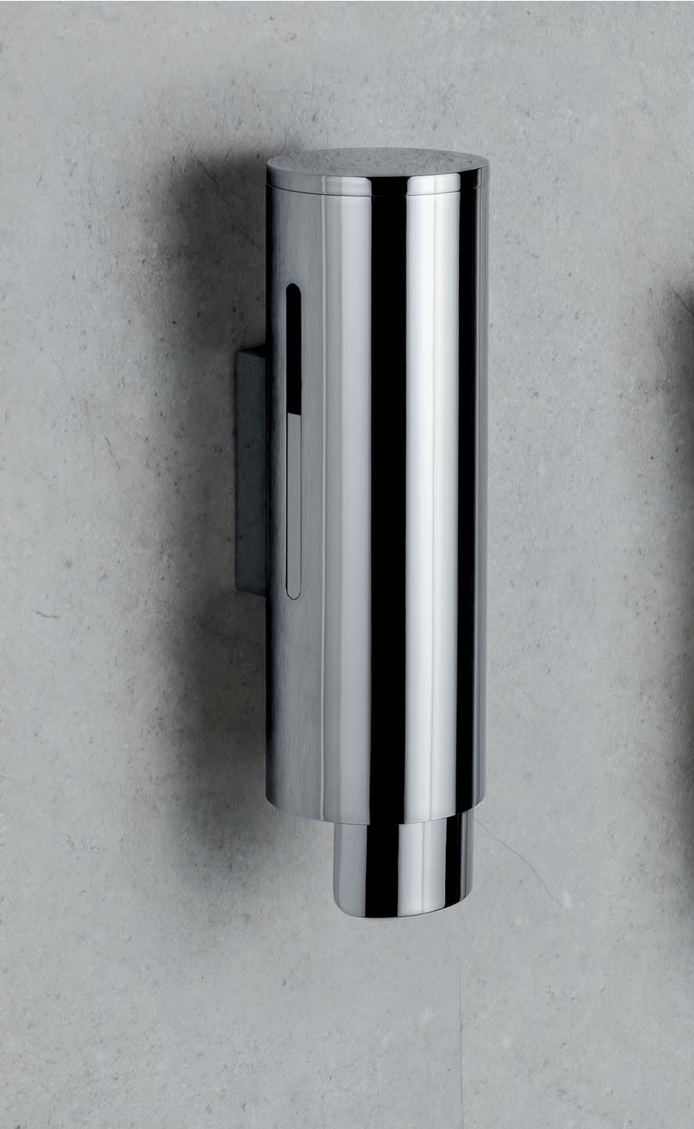 Colombo Design Contract B9979ncr dispenser sapone liquido a montato a parete, vista del design e della finitura