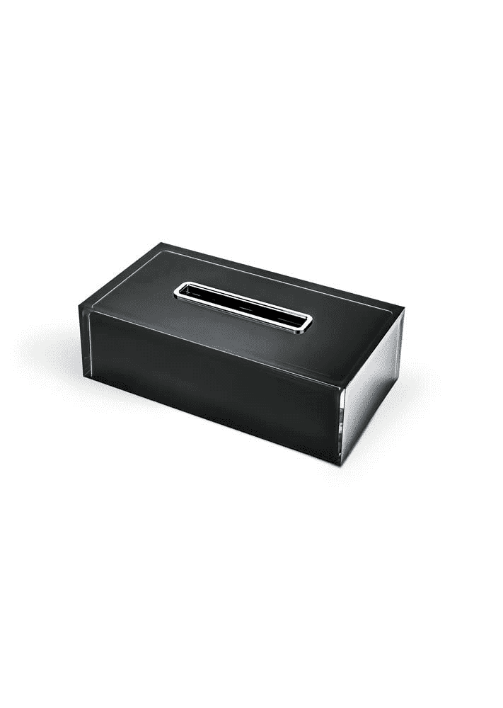 Colombo Cool Porta Kleenex Rettangolare In Resina icy Nero, dettaglio ravvicinato del materiale e dell'aggancio - Colombo...
