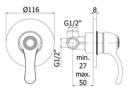 Paffoni Flavia Fa011 Miscelatore doccia ad incasso Monocomando Con Piastra Lusso 11 cm Cromo