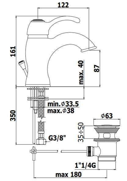Paffoni Flavia Fa075 Miscelatore Lavabo con scarico automatico Cromo