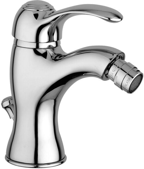 Paffoni Flavia Fa135 Miscelatore Bidet con scarico, dettaglio ravvicinato della finitura e del marchio
