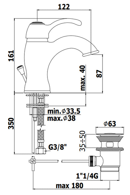 Paffoni Giorgia Gi075 Miscelatore Lavabo con scarico automatico Cromo