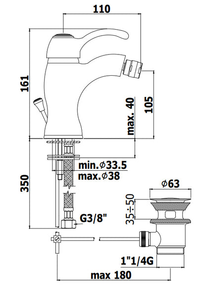 Paffoni Giorgia Gi135 Miscelatore Bidet scarico automatico Cromo