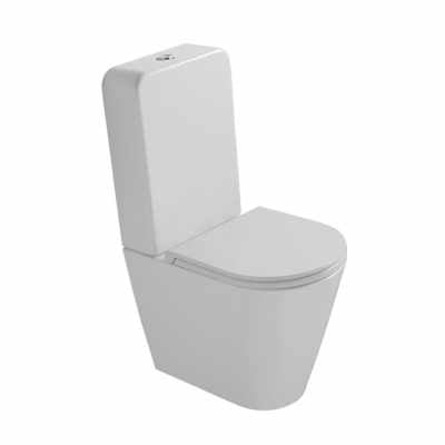 Globo Forty3 Cassetta Monoblocco per vaso Forty3 con scocca in ceramica e lucido ambientato su piano bagno con accessori...