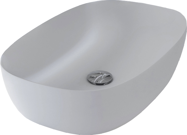 Antonio Lupi Senso Lavabo 60x40 cm In Flumood bianco ambientato su piano bagno con accessori - Antonio Lupi Design