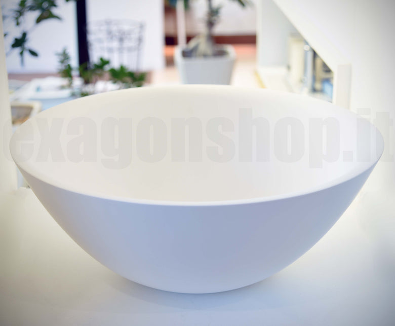 Antonio Lupi Tondomood Lavabo 50 cm In Flumood Bianco, vista laterale del profilo e della forma - Antonio Lupi Design