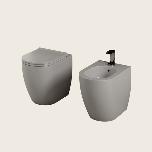 Ceramica Cielo Smile 53 Coppia Sanitari vaso e bidet a Pavimento Con Sedile Rallentato Bianco lucido