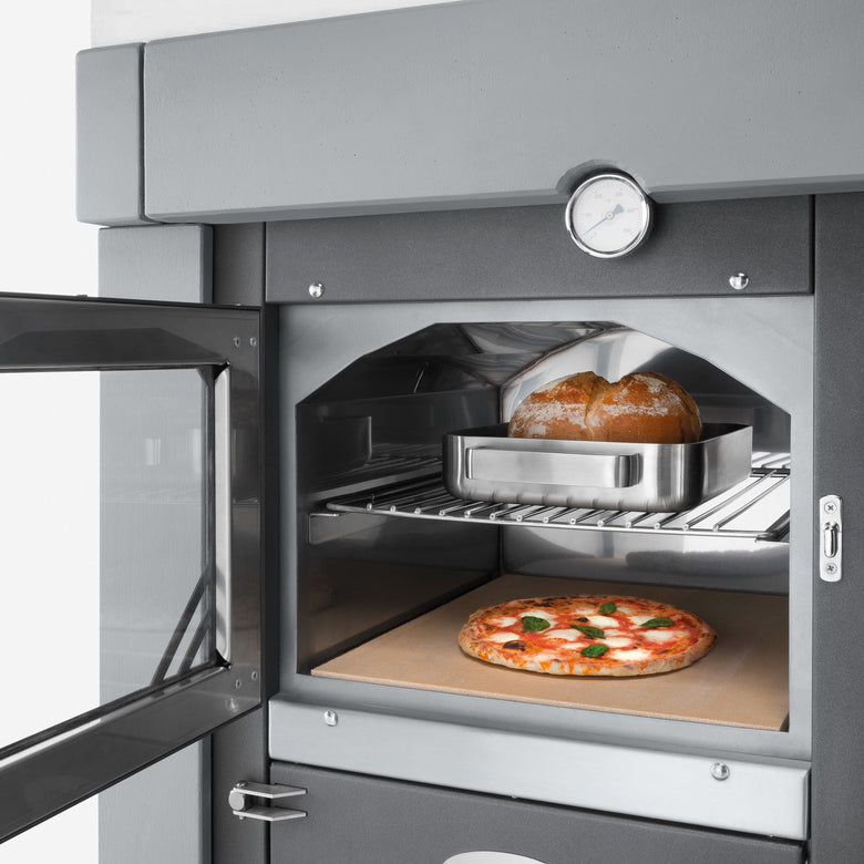 Schema tecnico di installazione di Palazzetti Linosa camino aperto a Legna con forno ad aria e con canna fumaria