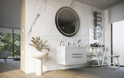Mobile bagno bianco lucido 100x46 Vienna con lavabo cassetti rifiniti con maniglie cromo