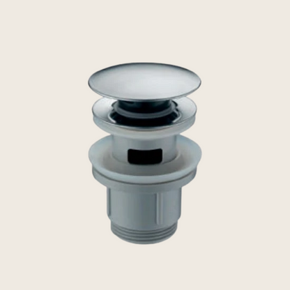 Piletta clik clak per lavabo e bidet con troppopieno in pvc e acciaio cromato