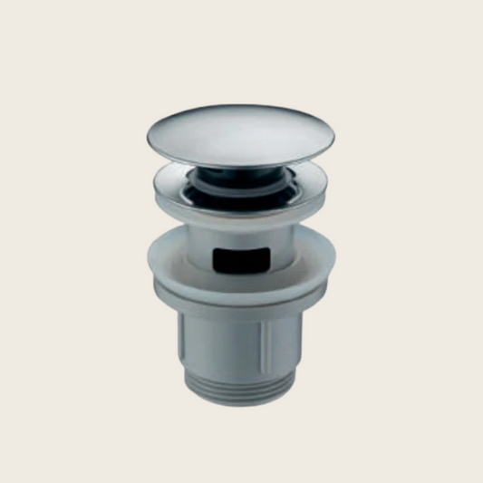 Piletta clik clak per lavabo e bidet con troppopieno in pvc e acciaio cromato