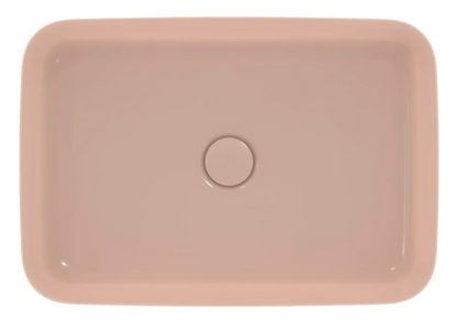 Ideal standard Ipalyss Lavabo 55x38 rettangolare da appoggio senza foro senza troppo pieno in Diamatec rosa pallido