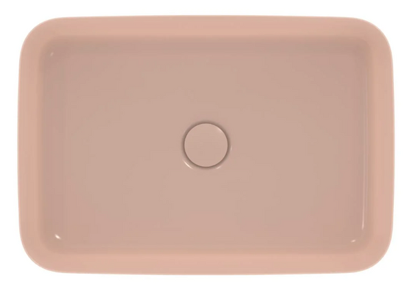 Ideal standard Ipalyss Lavabo 55x38 rettangolare da appoggio senza foro senza troppo pieno in Diamatec rosa pallido