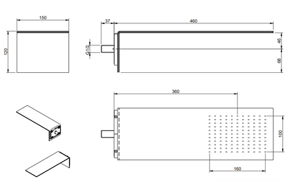 Treemme 3.6 RWIT2847IS01 soffione slim a parete 46x15 in acciaio inox satinato