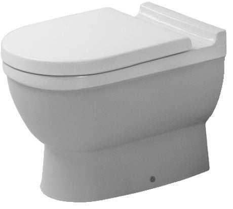 Vaso a pavimento scarico orizzontale 36x56 Bianco Starck 3 ambientato su piano bagno con accessori