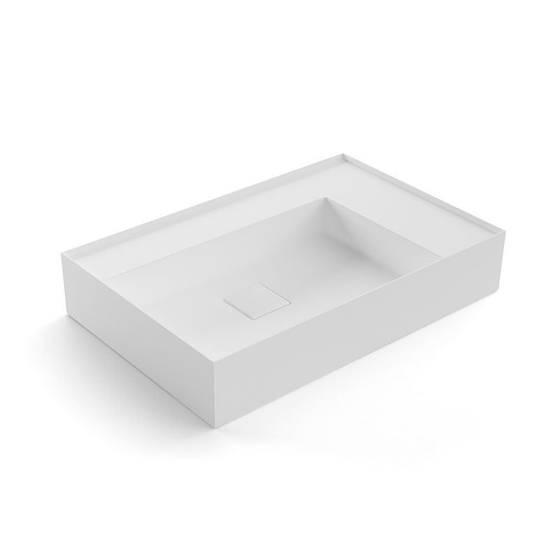 Antonio Lupi Lavabo 72x47 Da Appoggio In Flumood Bianco ambientato su piano bagno con accessori - Antonio Lupi Design