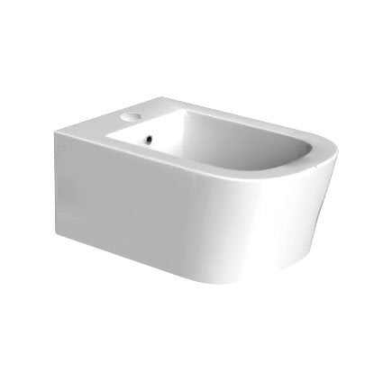 Antonio Lupi Komodo4 Bidet Sospeso In Ceramica Bianco in satinato ambientato su piano bagno con accessori - Antonio Lupi...