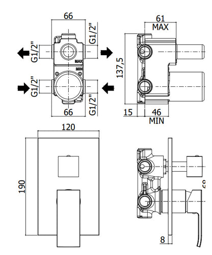 Paffoni Effe Ef018 Miscelatore Doccia Ad Incasso Con Leva Cromo