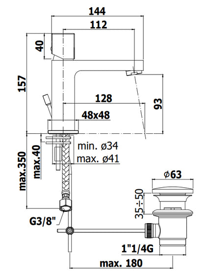 Paffoni Elle Elx075 Miscelatore Lavabo Con Leva Cubo Cromo