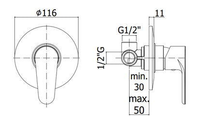Paffoni Green Gr010 Miscelatore Monocomando Incasso Doccia Con Piastra 116 Mm Cromo