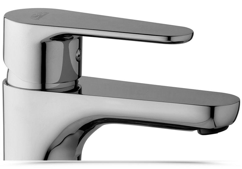 Paffoni Green Miscelatore Lavabo con scarico automatico, vista frontale su sfondo bianco