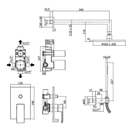 Paffoni Level Kitles015 Kit Doccia con miscelatore soffione 20x20 Cromo