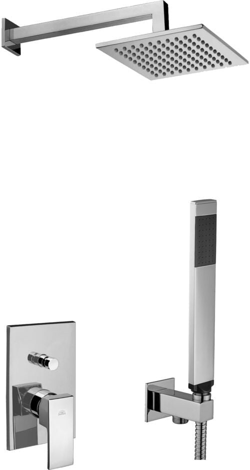 Paffoni Level Kitles015 Kit Doccia con miscelatore soffione, dettaglio ravvicinato della finitura e del marchio