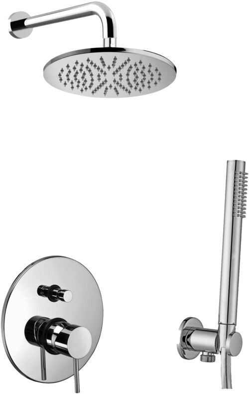 Paffoni Light Kitlig015 Kit Doccia tondo con miscelatore, dettaglio ravvicinato della finitura e del marchio
