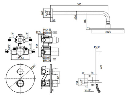 Paffoni Light Kitliq018 Kit Doccia tondo con miscelatore termostatico Cromo
