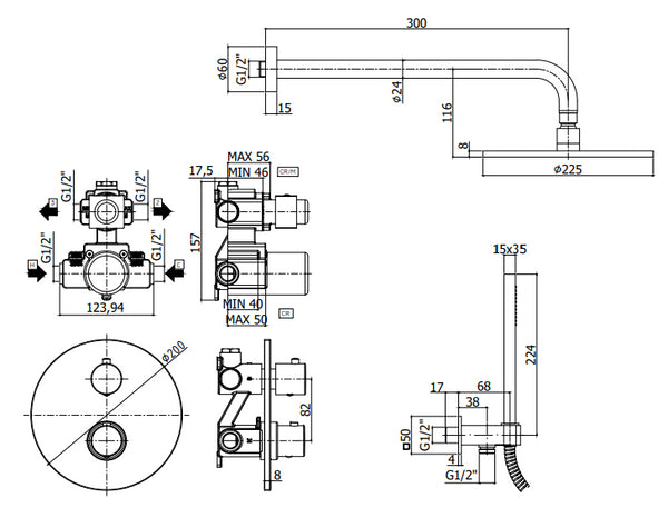 Paffoni Light Kitliq018 Kit Doccia tondo con miscelatore termostatico Cromo