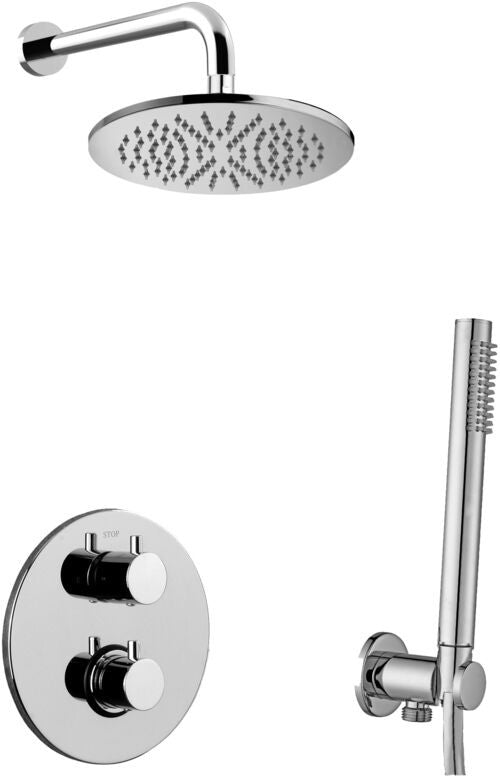 Disegno tecnico con quote di Paffoni Light Kitliq018 Kit Doccia tondo con miscelatore