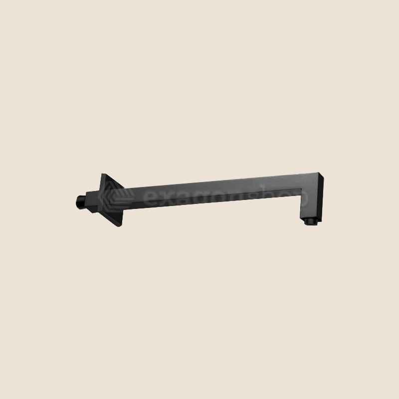 Paffoni Ringo West Zsof063 Braccio Doccia Quadro 40 Cm Nero, vista frontale della maniglia e della bocca di erogazione