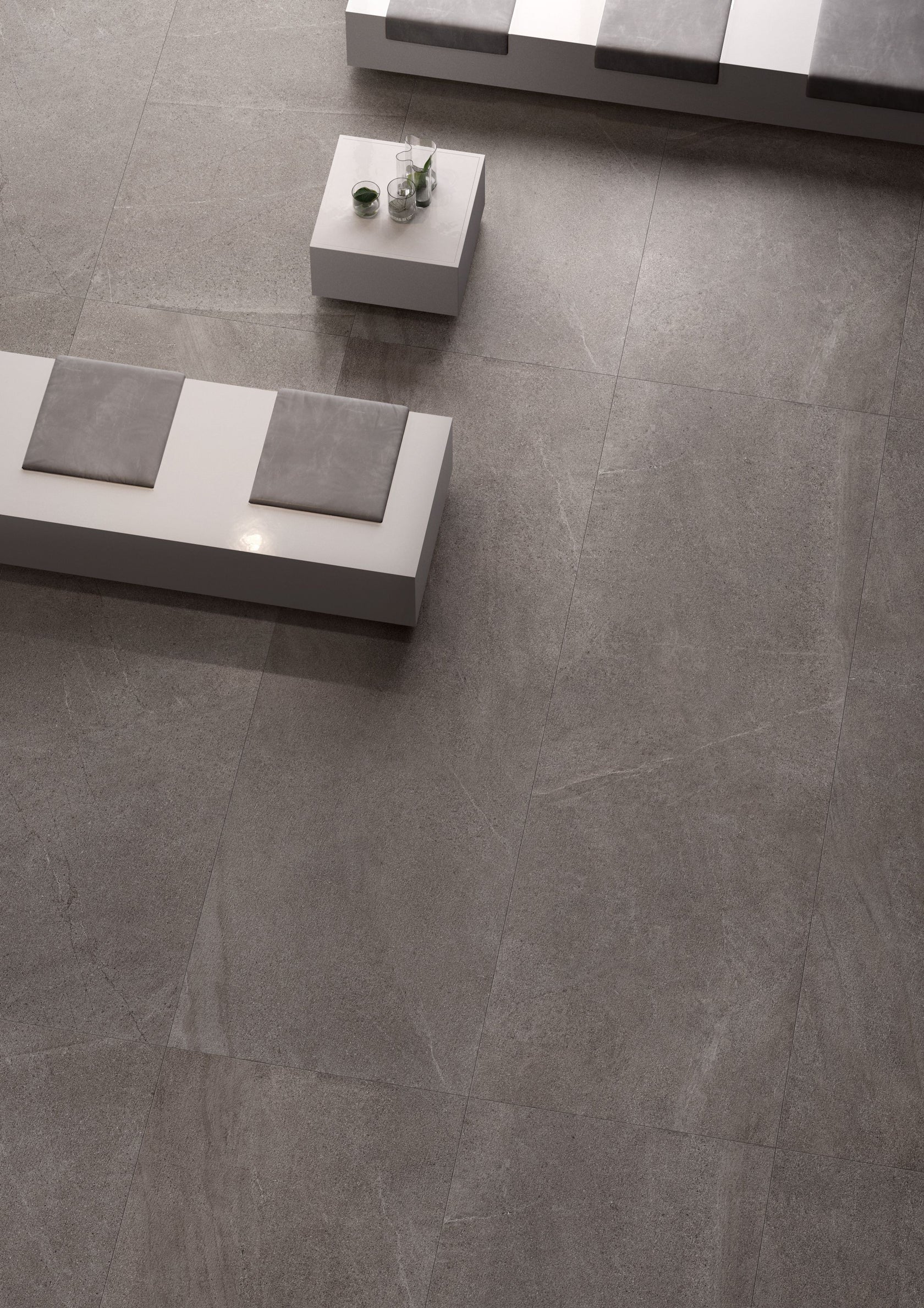 Cotto D'Este Kerlite Limestone 5 Plus Pavimento posata in ambiente arredato, dettaglio della venatura - Cotto D Este...