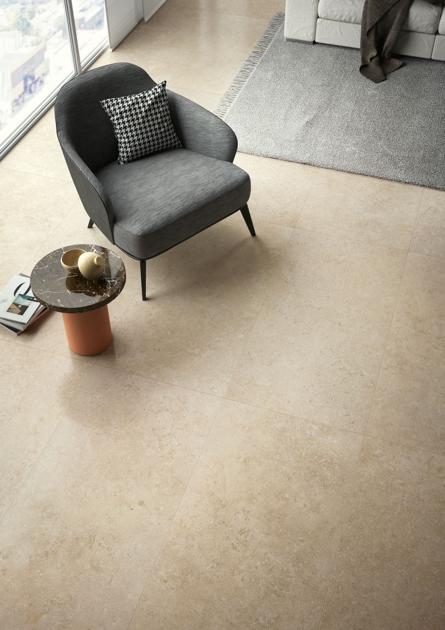 Cotto D'Este Secret Stone 14mm Pavimento Rivestimento posata in ambiente arredato, dettaglio della venatura - Cotto D...