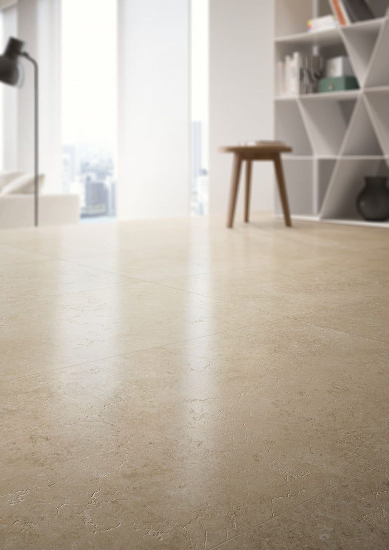 Cotto D'Este Secret Stone 14mm Pavimento Rivestimento 90x90 posata in ambiente arredato, dettaglio della venatura - Cotto...