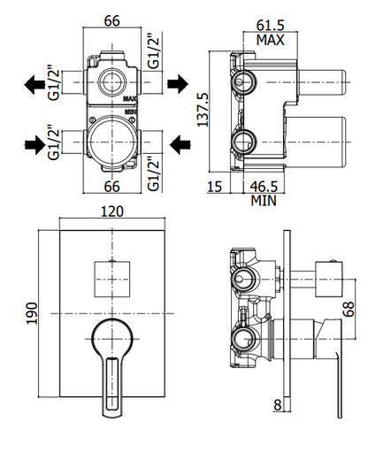 Paffoni Ringo Rin018no/m Miscelatore doccia Incasso Nero Opaco