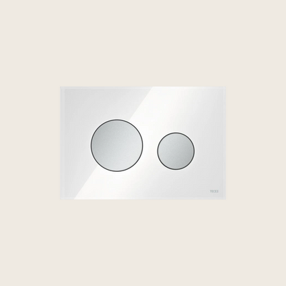 Tece teceloop 9240659 placca wc 2 pulsanti vetro bianco tasto cromato satinato