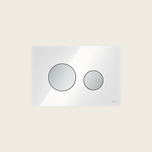 Tece teceloop 9240659 placca wc 2 pulsanti vetro bianco tasto cromato satinato