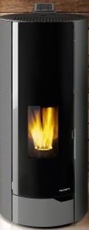 Palazzetti Nina 8 Stufa A Pellet Ecofire ad Aria con porta, dettaglio del pannello comandi e della bocca di carico