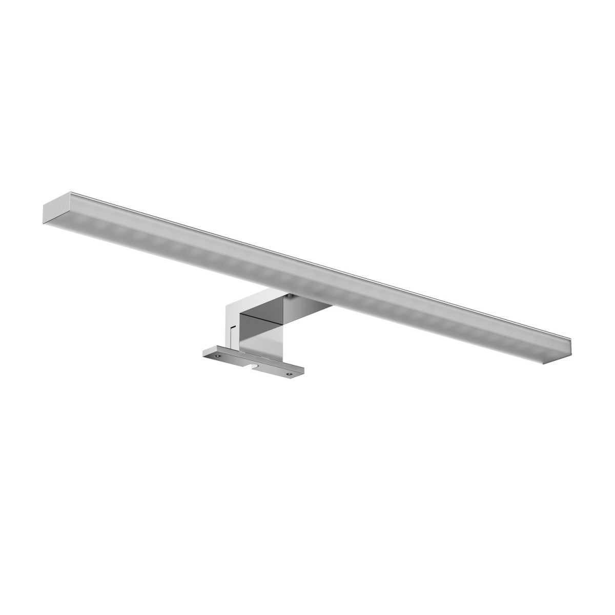 Lampada Led 45x11 per specchio Cromo The Grid Cosmic accesa in ambiente, design e diffusione della luce - Industrias Cosmic