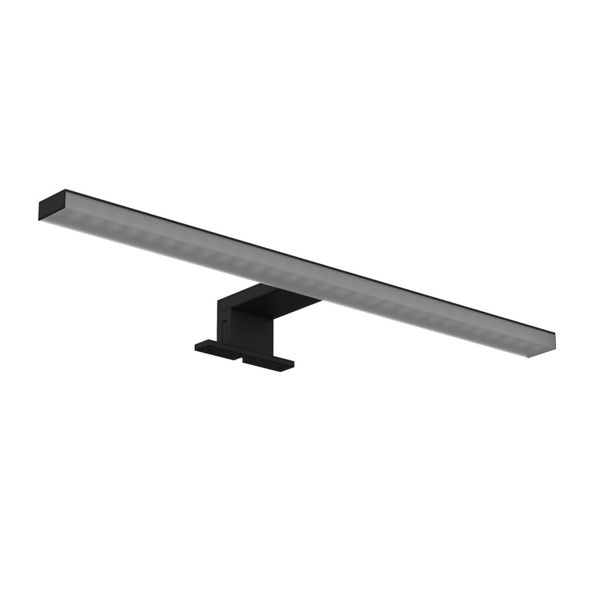 Lampada Led 45x11 per specchio Nero Satinato The Grid Cosmic accesa in ambiente, design e diffusione della luce...
