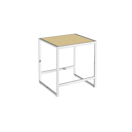 Sgabello bagno con seduta Rovere Chiaro e piedi cromati The Grid 6001194 Cosmic