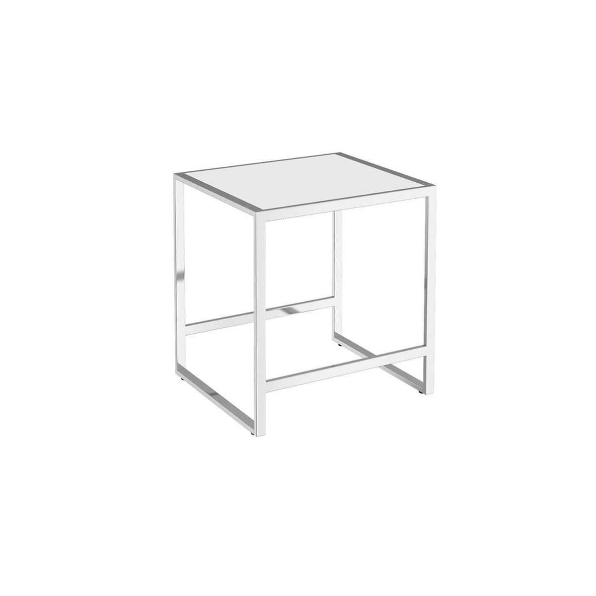 Sgabello bagno 40x35 Cromo Bianco The Grid Cosmic montato a parete, vista del design e della finitura - Industrias Cosmic