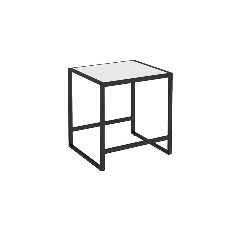 Sgabello bagno Nero Bianco The Grid Cosmic montato a parete, vista del design e della finitura - Industrias Cosmic