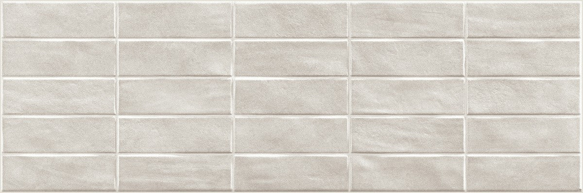 Rivestimento 25x76 in pasta bianca 9 mm Struttura Brick 3d, superficie e texture ravvicinata del gres
