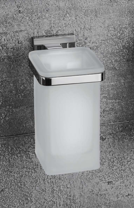 Colombo Basicq b3702 Bicchiere portaspazzolini in Vetro in vetro acidato e naturale montato a parete, vista del design e...