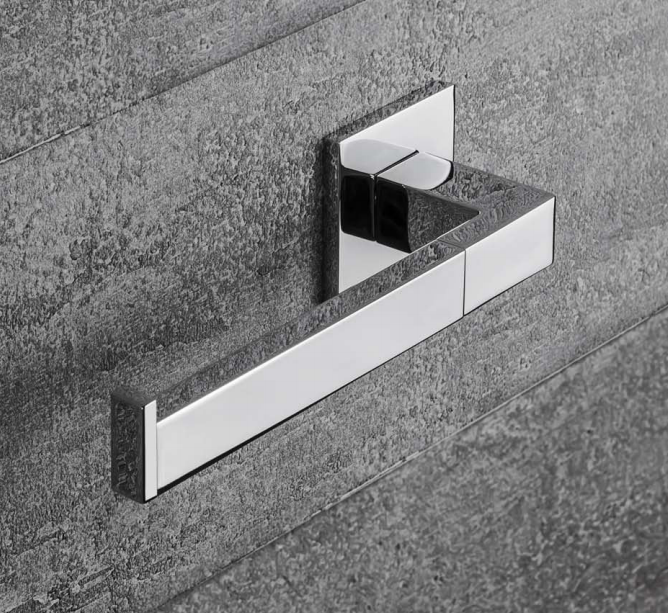 Colombo Basicq Porta Rotolo wc sinistro Cromo montato a parete, vista del design e della finitura - Colombo Design