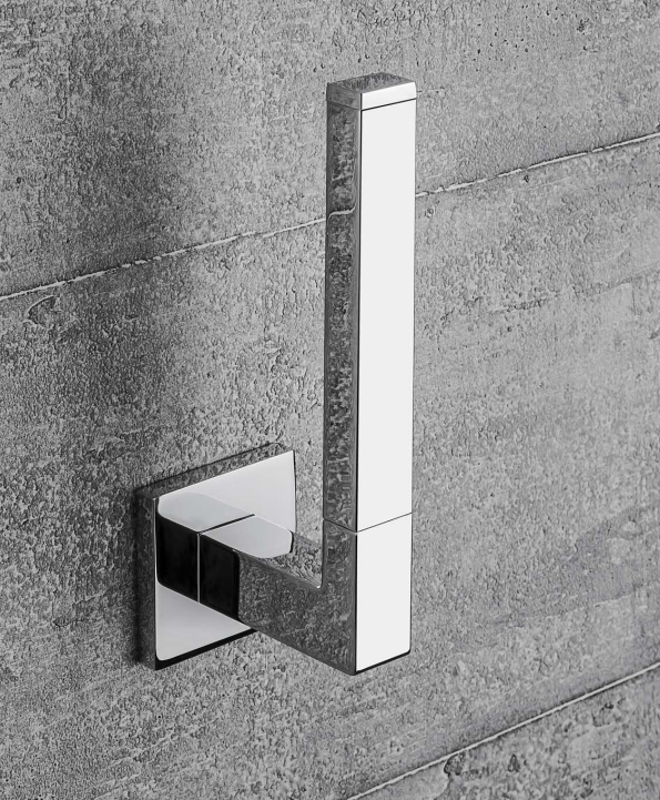 Colombo Basicq b3790 Porta Rotolo Verticale wc Cromo montato a parete, vista del design e della finitura - Colombo Design