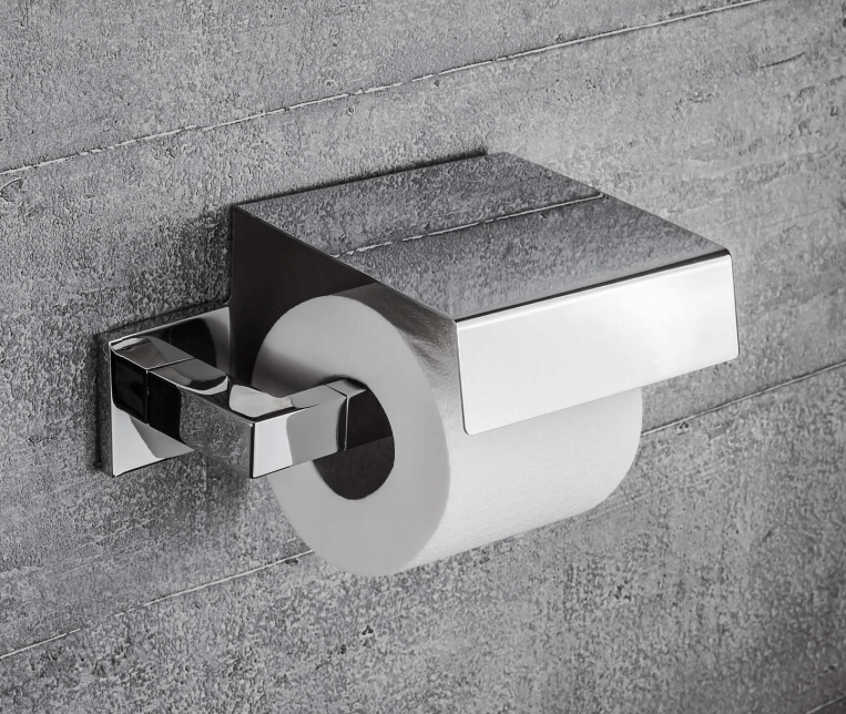 Colombo Basicq b3791 Porta Rotolo Coperto Cromo montato a parete, vista del design e della finitura - Colombo Design