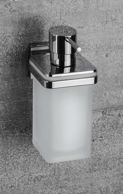 Colombo Basicq b9337 dispenser sapone liquido a Muro in in vetro acidato e naturale montato a parete, vista del design e...